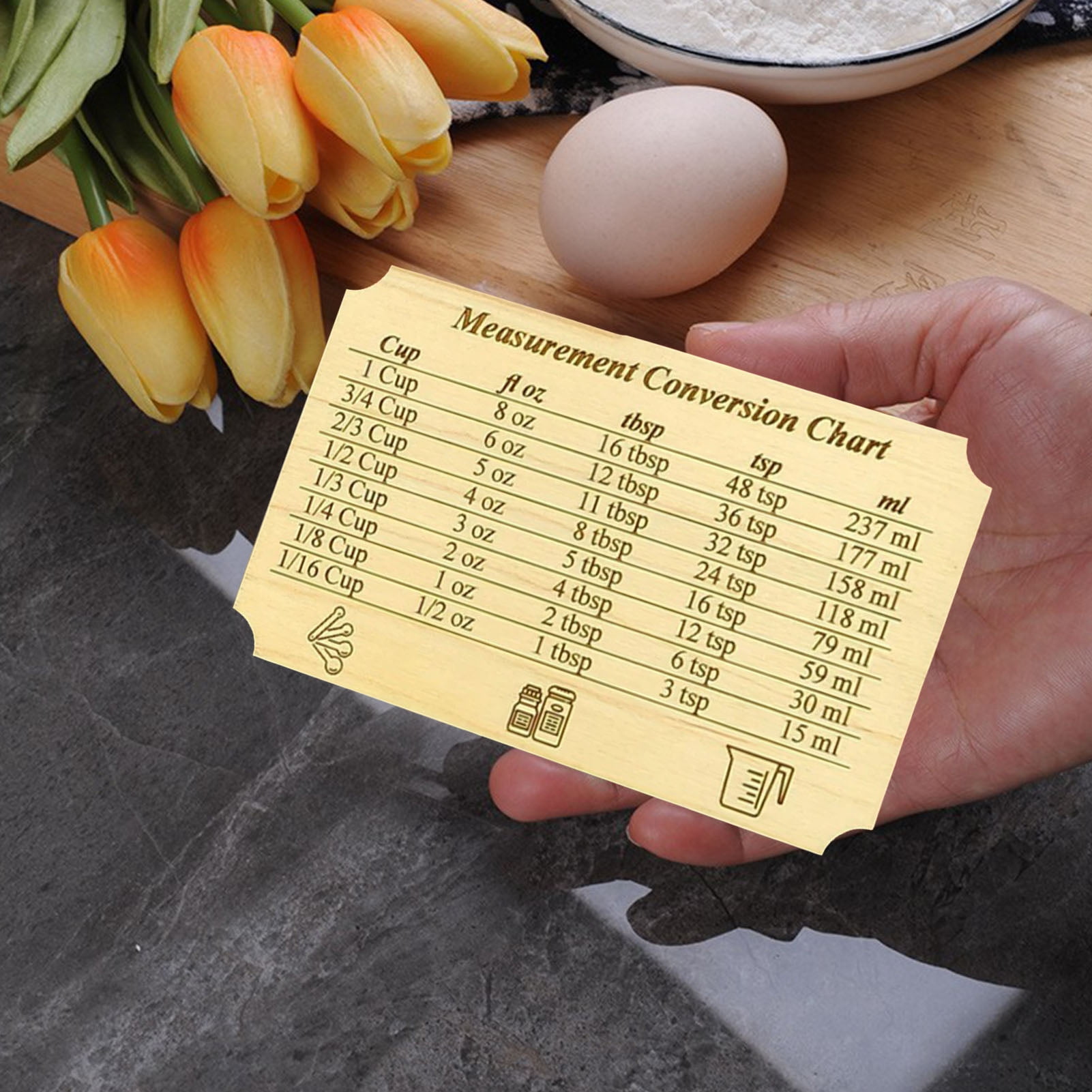 Opvise Boxwood Baking Measurement Conversion Chart - Engraved Kitchen ...