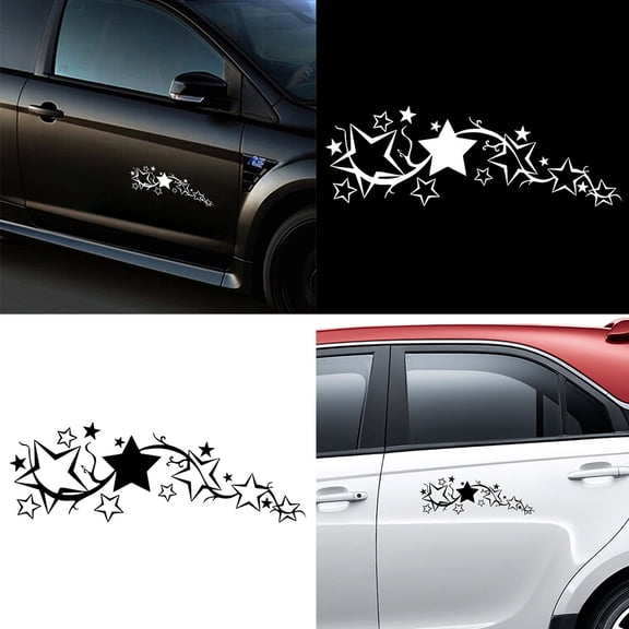 Opvise Bright Star Car Window Sticker Motorcycle Truck Body Decal Reflective Decor Black