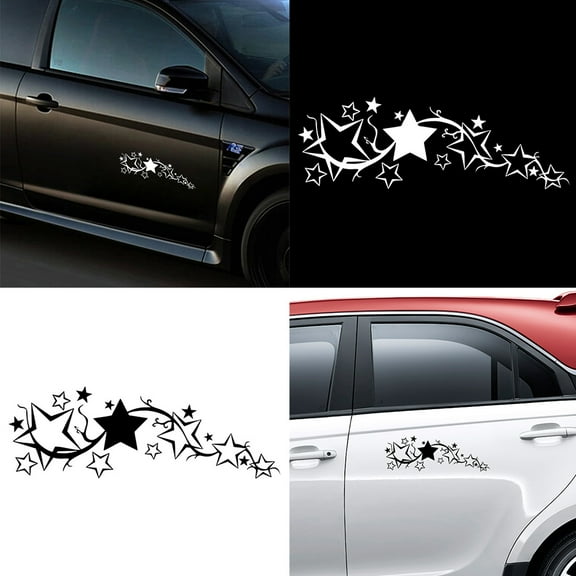 Opvise Bright Star Car Window Sticker Motorcycle Truck Body Decal Reflective Decor White