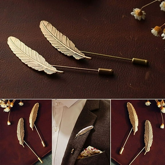 Opvise Brooch Elegant Decorative Vintage Men Feather Lapel Pin for Suit