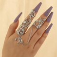 thumbnail image 1 of Opvise Chain Link Ring Anti-allergy Anti-oxidation Jewelry Full Rhinestone Retro Flower Link Ring for Gift, 1 of 8