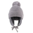 thumbnail image 1 of Opvise Children Winter Hat Thick Head Ear Protection Plush Ball Decor Lace Up Windproof Elastic Cold Resistant Unisex Baby Cap Beanie Winter Accessories Khaki, 1 of 8