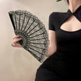 thumbnail image 1 of Opvise Chinese Style Lace Folding Fan Plastic Traditional Flower Patterns Hand Fan Ergonomic Grip Portable Handheld Fan for Women Dancing Cosplay Wedding Party Props, 1 of 8