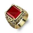 thumbnail image 1 of Opvise Chinese Totem Vintage Square Resin Men Banquet Ring Wide Band Finger Jewelry, 1 of 8