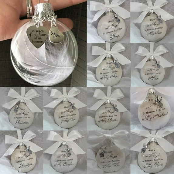 Opvise Christmas Commemorate Decoration Feather Ball Angel In Heaven Memorial Ornament #9
