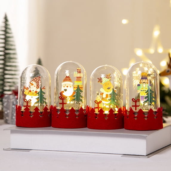 Opvise Christmas Ornament Luminous Romantic Cartoon Pattern Santa Claus Elk Snowman LED Light Elk