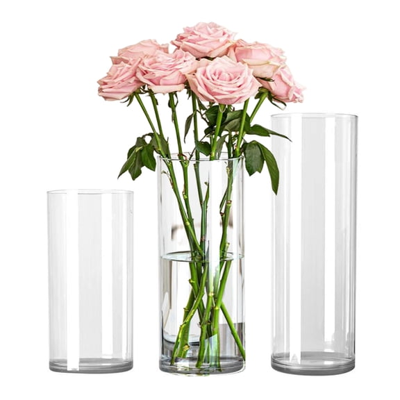 Opvise Clear Cylinder Vase Wedding Party Dining Table Centerpiece Decoration Hydroponic Flower Holder Transparent Container Hurricane Candle Holder