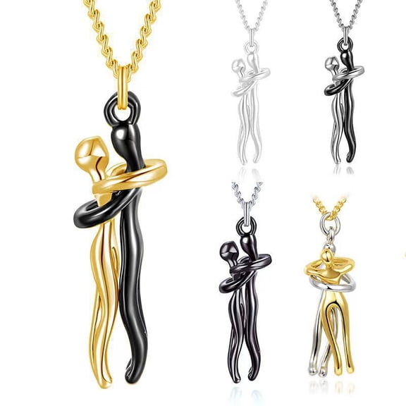 Opvise Couple Necklace Hugging Figure Statue Love Durable His-and-hers Necklace for Gift