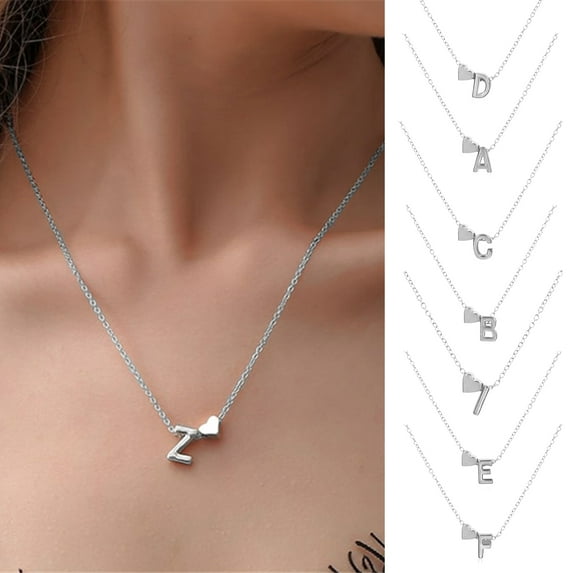 Opvise Couple Necklace Letter Shape Unisex Alloy Stainless Men Pendant for Gift