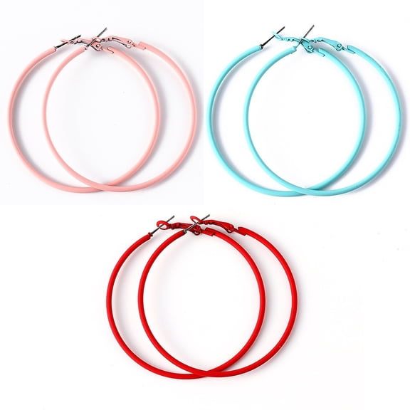Opvise Creative Big Circle Charm Hoop Earrings Candy Color Women Party Jewelry Gifts