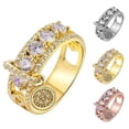 thumbnail image 1 of Opvise Creative Metal Disc Charm Hollow Band Cubic Zircon Rhinestone Ring Women Jewelry, 1 of 6
