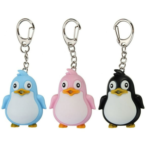 Opvise Cute Animal Penguin LED Light with Sound Key Chain Key Ring Torch Xmas Gift