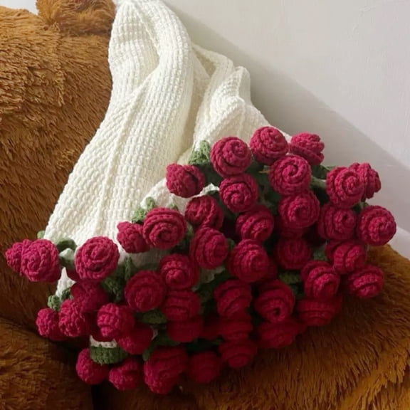 Opvise DIY Bouquet Blanket Yarn Kit - 80cm All-Season Handmade Crochet Set for Home, Camping, Travel - Machine Washable, Soft Breathable Fabric - Creative Gift for Birthdays, Anniversaries