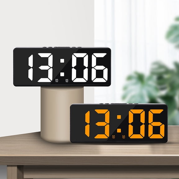 Opvise Digital Alarm Clock Multifunctional Temperature Display Voice Control Anti-disturb Function Desktop LED Clock for Home