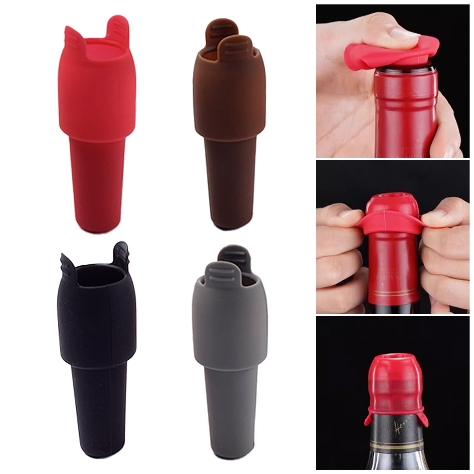 Opvise Durable Silicone Wine Stoppers, Reusable Airtight Bottle Corks ...