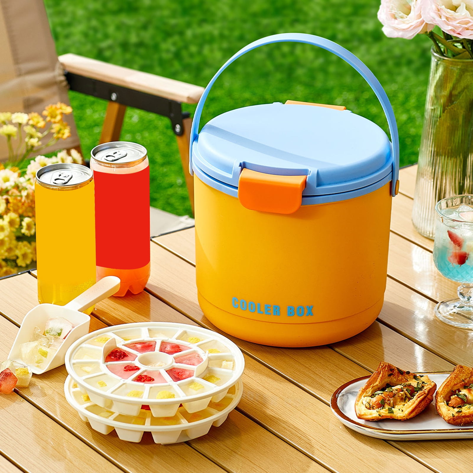 Opvise Efficient Ice Cube Maker with Leak-Proof Press-Release Design, Stackable Ice Trays & Bonus Ice Bucket/Shovel for Home, Office, Party