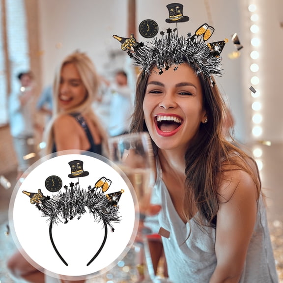 Opvise Elastic Hair Hoop Men Women New Year Theme Headband HAPPY NEW YEAR Decoration Versatile Hair Accessory H