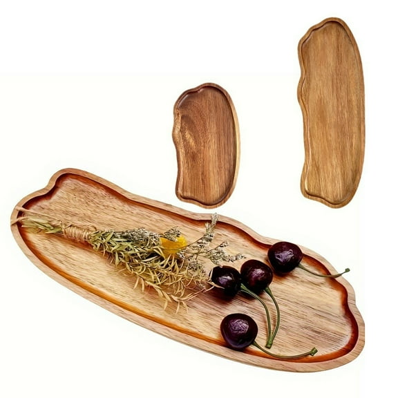 Opvise Elegant Cloud-Shaped Wooden Breakfast Serving Tray - Japanese Locust Wood Tea Coffee Dessert Plate with Anti-Scald Design for Home Décor, Jewelry & Cosmetics Organization