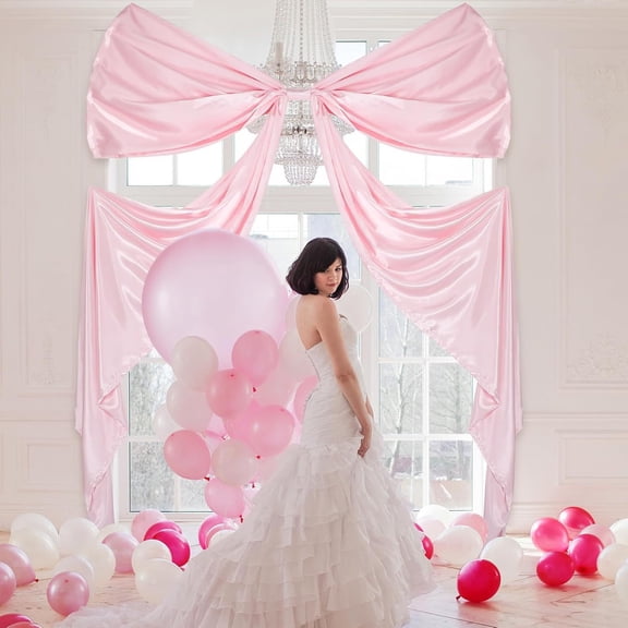 Opvise Extra Large Premium Satin Pink Bow - Elegant Party Wall Decor for Weddings, Birthdays, Festivals Pink