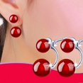 thumbnail image 1 of Opvise Fashion Women Double Sided Faux Agate Ear Jacket Earrings Party Jewelry Gift, 1 of 7