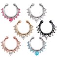 thumbnail image 1 of Opvise Fashion Women Rhinestone Inlaid Nose Ring Clip Hoop Piercing Body Jewelries, 1 of 8