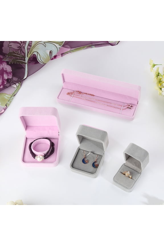 Faux Velvet Presentation Gift Jewellery Ring Necklace Bracelet Display Box Case