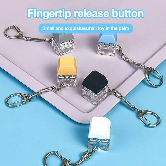 Opvise Fidget Toy Keyboard Keychain Stress Relief Toy Adults Kids Finger Press Type Keyboard Executive Desk Toy Exercise Wrist Stress Relief ADHD Toy Yellow