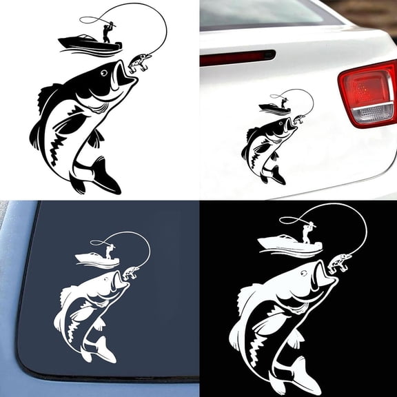 Opvise Fishing Fisherman Fish Boat Reflective Car-Styling Vehicle Decals Sticker Decor