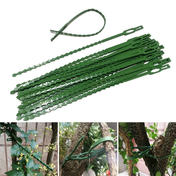 Opvise Flexible Reusable Plant Support Ties - Soft PE Garden Ties for Stems, Vines, Vegetables | Adjustable Self-Locking Cable Ties for Home, Office & Organizing (4 Sizes, 100pcs)