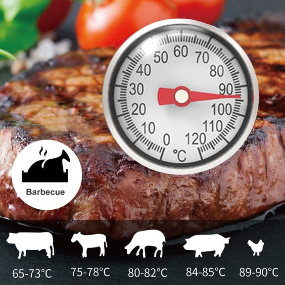 Opvise Food Thermometer Physical Sensing No Battery Required Precision Stainless Steel Milk Tea Coffee Drinks Kitchen Thermometer Home Supply Black