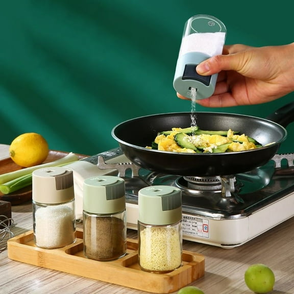 Opvise Glass Salt Shaker with Moisture Resistant Seal Easy Refill Transparent Design Food Grade Seasoning Jar Beige