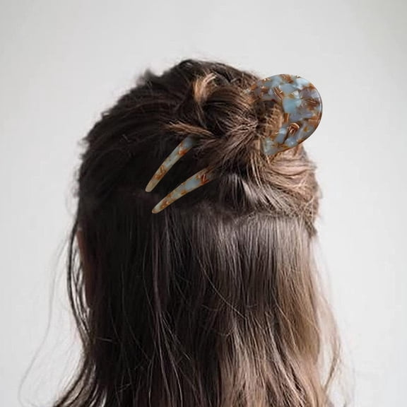 Opvise Hair Stick Acetic Acid Lightweight U-Shaped Hairpin School Work Travel Hair Fork Women Hair Accessory Black