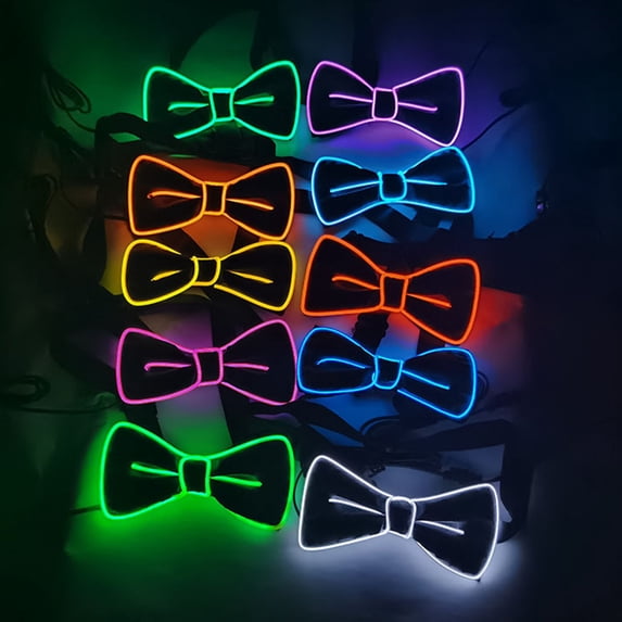 Opvise Halloween LED Bow Tie Glow in The Dark Adjustable Button Various Light Modes Orange