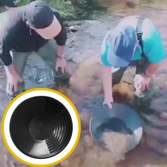 Opvise Heavy-Duty Plastic Gold Panning Pan with 3 Riffles, 38cm Rust-Proof Lightweight Design for Prospecting, 5 High-Visibility Colors Black