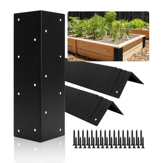 Opvise Heavy-Duty Stainless Steel Garden Bed Corner Brackets, Easy Assembly Rust-Resistant Brackets for Elevated Flower Beds, Furniture & DIY Projects, 29cm x 10cm, 4-Pack