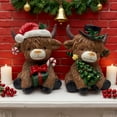 thumbnail image 1 of Opvise Highland Cow Figurine Resin Christmas Decoration 11cm Rustic Brown Table Mantel Ornament, 1 of 8
