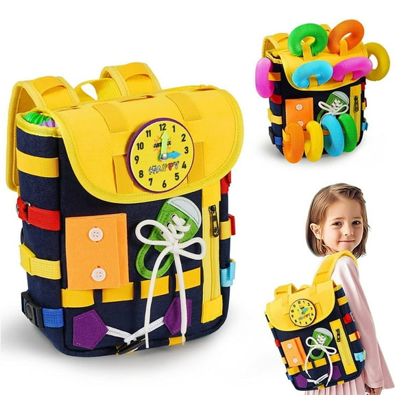 Opvise Interactive Felt Toddler Backpack Fun Learning Activities Felt Toy for Brain Development Life Skills
