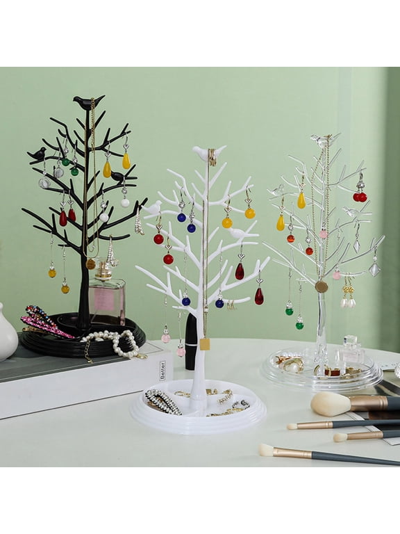 Jewelry Stand Organizer Tree Shape Design Tangle-Free Detachable Stable Base Earring Hanger Necklace Holder