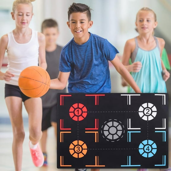 Opvise Kids Basketball Dribbling Training Mat - Non-Slip Foldable Practice Pad for Players Under 150cm | Portable Footwork & Ball Control Skill Development