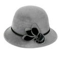 thumbnail image 1 of Opvise Lady Hat Elegant Wide Brim Keep Warm Solid Color Winter Autumn Ladies Dome Hat with Flower for Winter Wine Red, 1 of 8