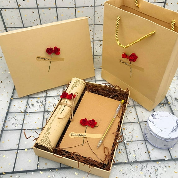 Opvise Letter Paper Envelope Set Romantic Vintage Style with Flowers Decoration Clear Line Smooth Writing Letter Envelopes D