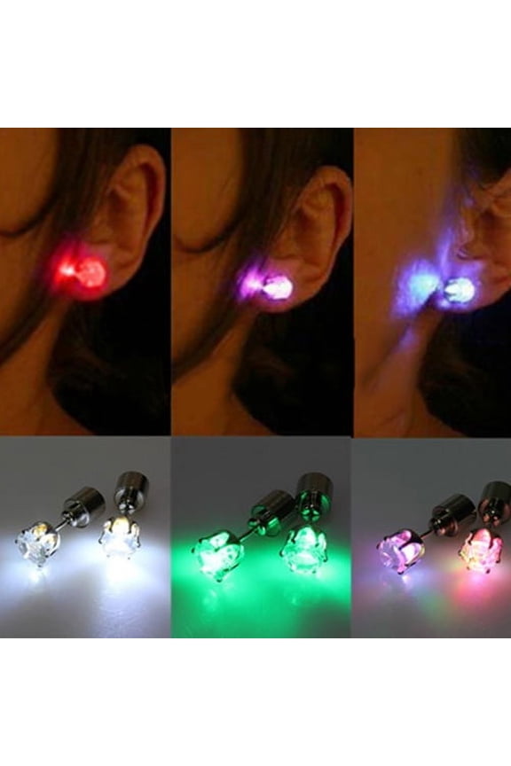 Light Up LED Rhinestone Earrings Stud Dance Party Accessories for Party/Xmas