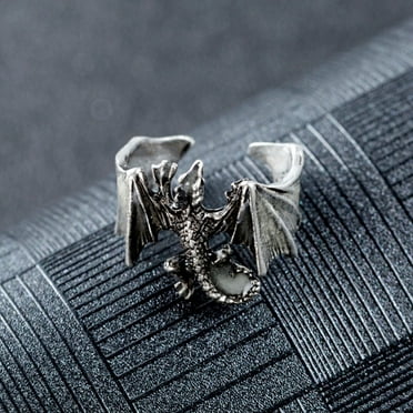 Opvise Luminous Ring Adjustable Rust-proof Copper Dragon Shaped Fashion Jewelry Ring for