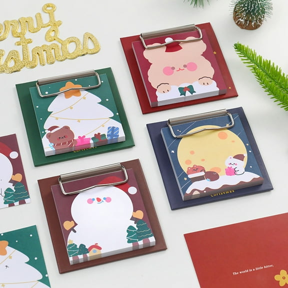 Opvise Memo Pad Smooth Writing Multi-functional Leave Message Thick Student Cartoon Christmas Notepad C