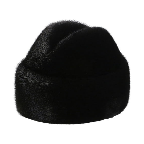 Opvise Men Fashion Winter Solid Color Imitation Fur Hat Thickened Warm Plush Hat Coldproof Windproof Outdoor Hat Fashion Accessories Coffee