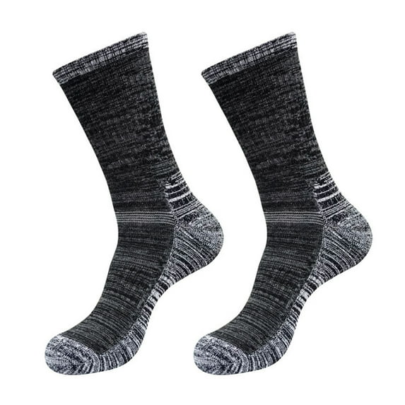 Opvise Mens Socks 1 Pair Men Winter Sports Socks Mid-tube Thickened Soft Anti-slip Elastic Patchwork Color Matching No Odor Basketball Football Jogging Socks Black