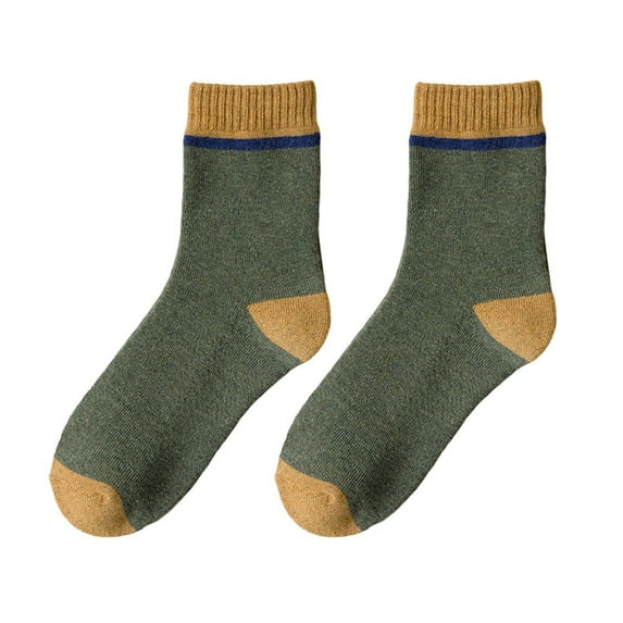 Opvise Mens Socks 1 Pair Mid Calf Socks Contrast Color Moisture Wicking Thickened Stretchy Terry Coldproof Soft Autumn Winter Men Sports Socks Daily Wear Dark Gray