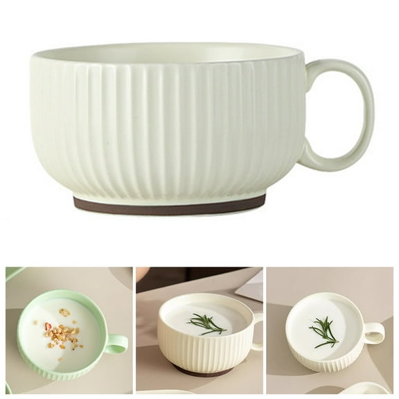 Opvise Microwave and Oven Safe Ceramic Milk Cup with Ergonomic Handle, High-Temperature Resistant, Dishwasher Friendly, Durable Modern Design for Home Kitchen Restaurant Use