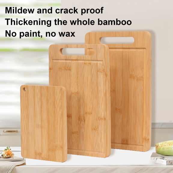 Opvise Natural Bamboo Double-Sided Thickened Cutting Board with Vertical Storage, Eco-Friendly Kitchen Chopping Board, Space-Saving Durable Design (S/M/L Sizes)