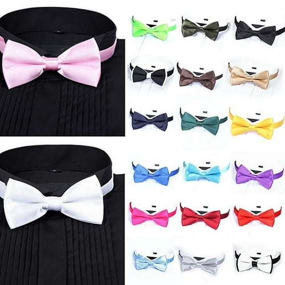 Opvise New Arrival Men's Fashion Plain Bowtie Polyester Pre Tied Wedding Bow Tie Suits Tie